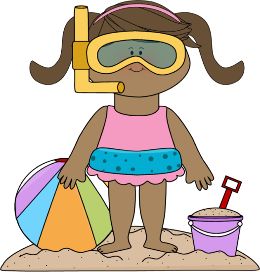 Girl At The Beach Clip Art Image   Girl At The Beach Wearing Snorkle