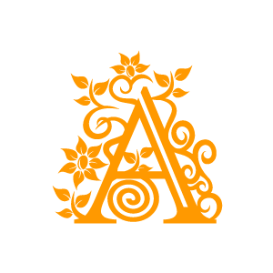 Graphic Design Of Flower Clipart   Orange Alphabet A With White    