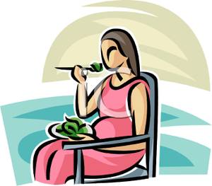 Pregnant Woman Eating A Salad   Royalty Free Clipart Picture