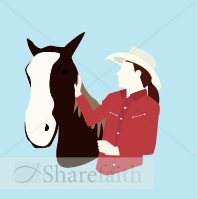 Stylized Horse And Owner   Church Activity Clipart