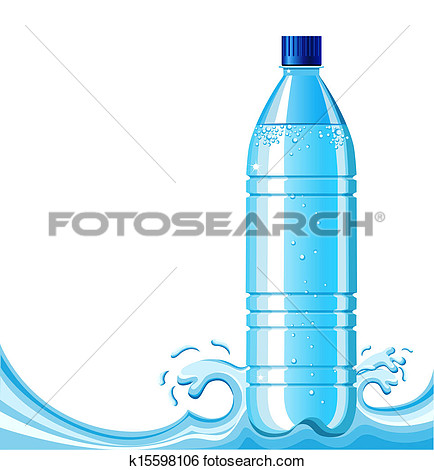 Bottle Of Clean Water And Splashing Background  Vector Illustration