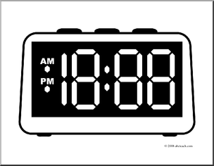Clip Art  Clock Digital Blank Face  Coloring Page    Preview 1