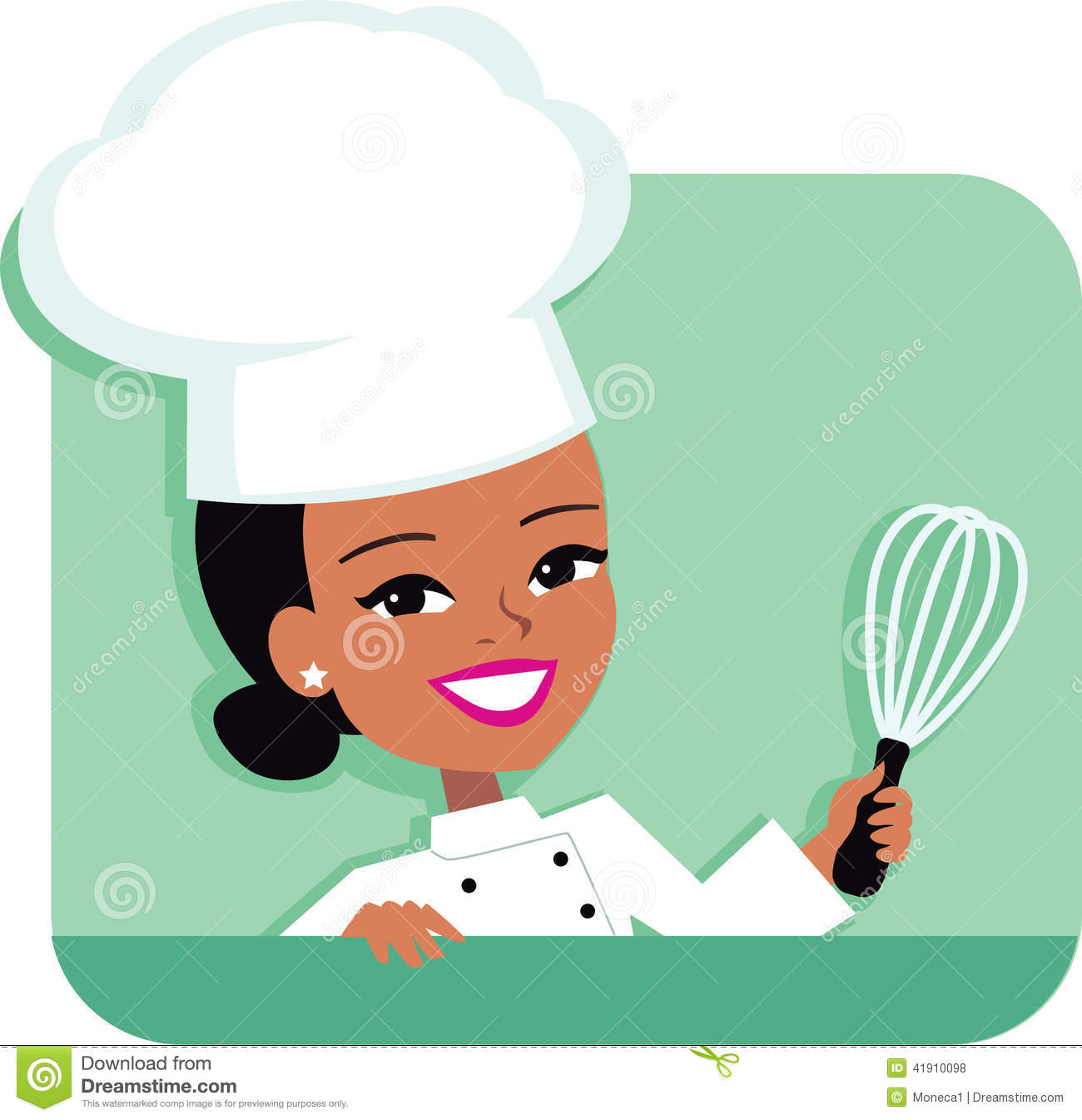 Kitchen Chef Cartoon Illustration Of Woman Holding Stock Vector