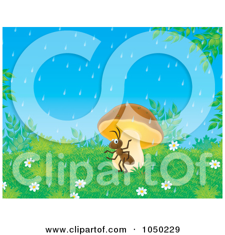 Royalty Free  Rf  Clip Art Illustration Of An Ant Seeking Shelter From