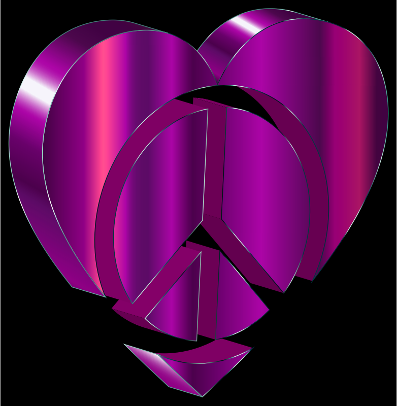 3d Peace Heart Amethyst