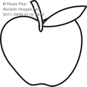 Apple Coloring Page With Leaf Royalty Free Clip Art Image