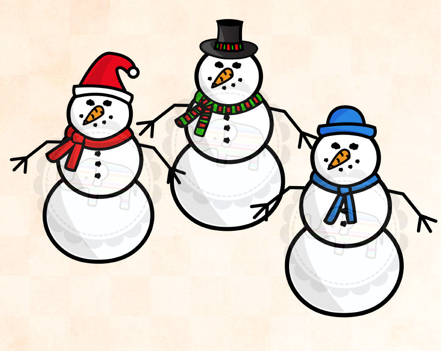 Christmas Snowman Family Clipart Digital Clip Art   Christmas
