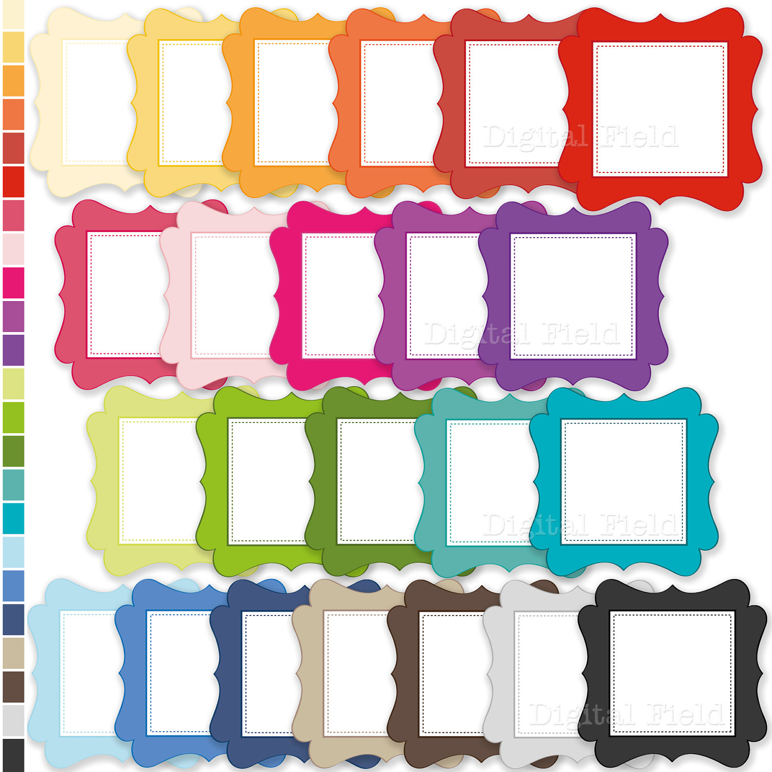 Colorful Labels   Frames Clip Art Set Printable By Digitalfield