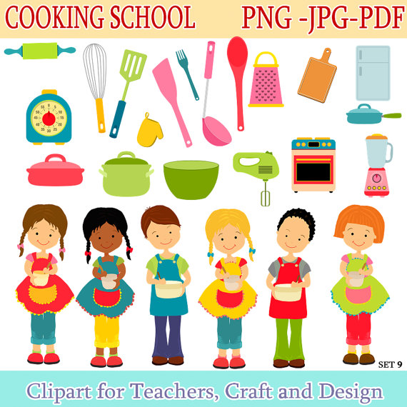 Cooking School Clip Art   Cooking Digital Clipart  Instant Download