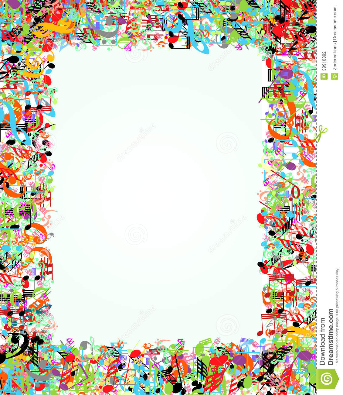 Multi Color Square Border With Music Signs Illustration An Additional