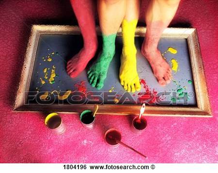 Stock Images Of Painted Bare Feet Standing On A Picture Frame 1804196