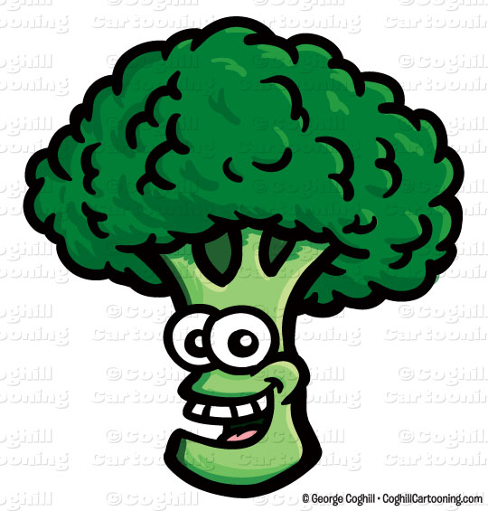 Cartoon Smiling Broccoli Vector Clipart Illustration