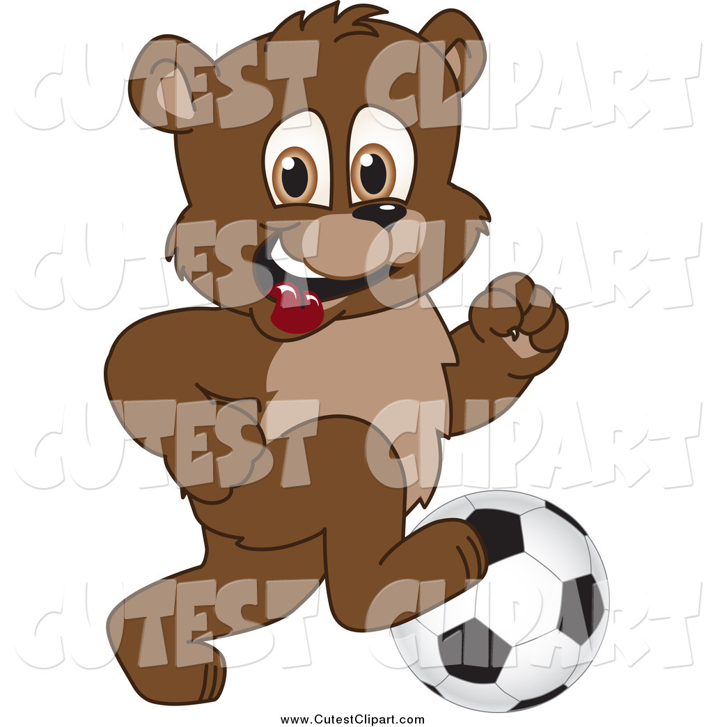 Cartoon Vector Clip Art Of A Cute Bear Cub Playing Soccer By Toons4biz