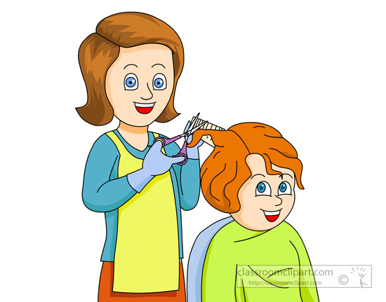 Hairdresser Getting Giving A Girl A Haircut   Classroom Clipart