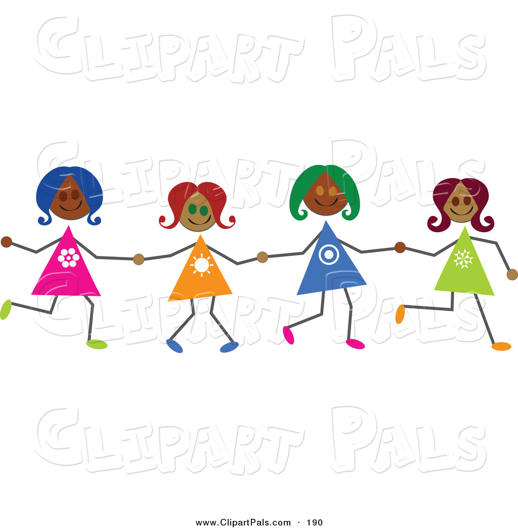 Pal Clipart Of Hispanic Stick Figure Girls Holding Hands By Prawny    