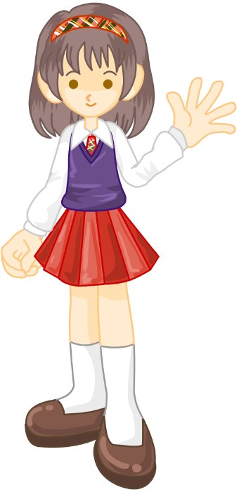 Clip Art Of A Girl Student In A White Blouse And Red Skirt Wearing A