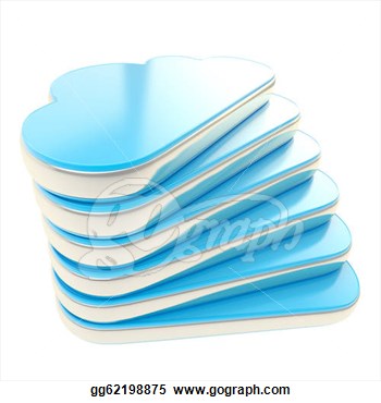 Clip Art   Stack Of Glossy Cloud Shaped Blue Plastic With Chrome    