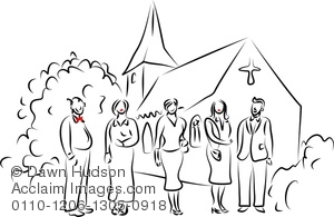 Clipart Image Of Simple Line Drawing Of A Group Of People Standing