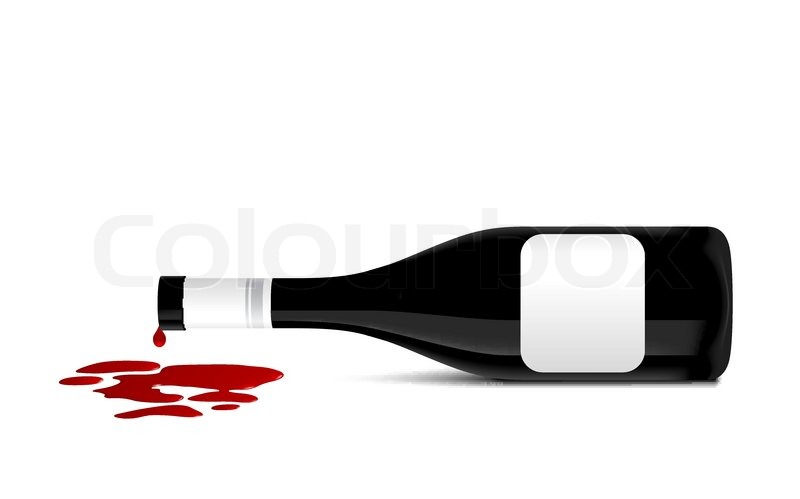 Illustration Of Wine Bottle That Spill Red Wine   Vector   Colourbox