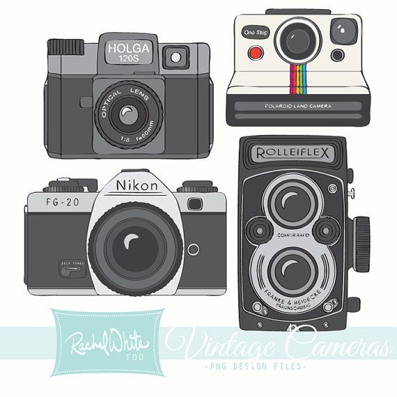 Vintage Cameras Clip Art   20 Images 6in 300dpi Rolleiflex Holga
