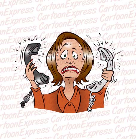 Cartoon Vector Illustration Of An Office Secretary Stressed