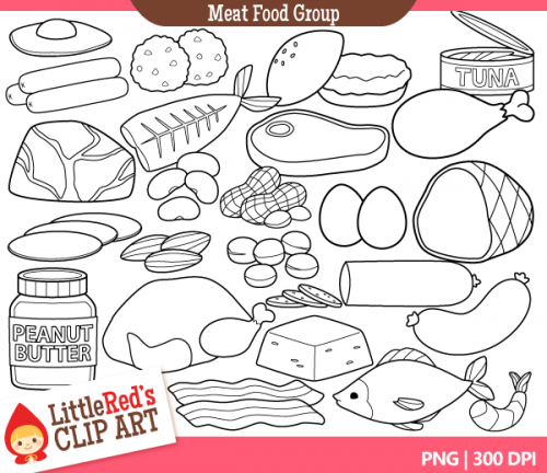 Food Group Clip Art   4 75 24 Designs In Color 24 In Black And White A