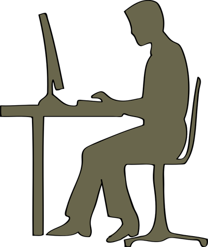 Man Sitting At Computer Desk Vector Clip Art   Public Domain Vectors