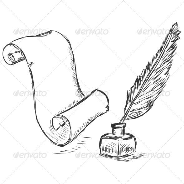 Pen And Scroll Clip Art