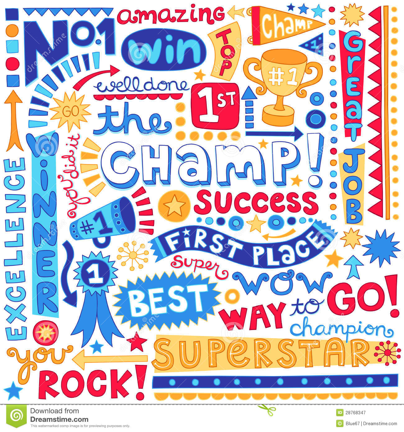 Sports Champion Word Doodles Vector Illustration Royalty Free Stock