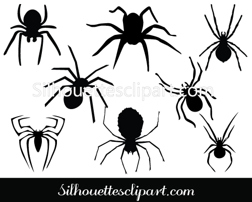 Eight Black Spider Silhouette Vector Downloadsilhouette Clip Art