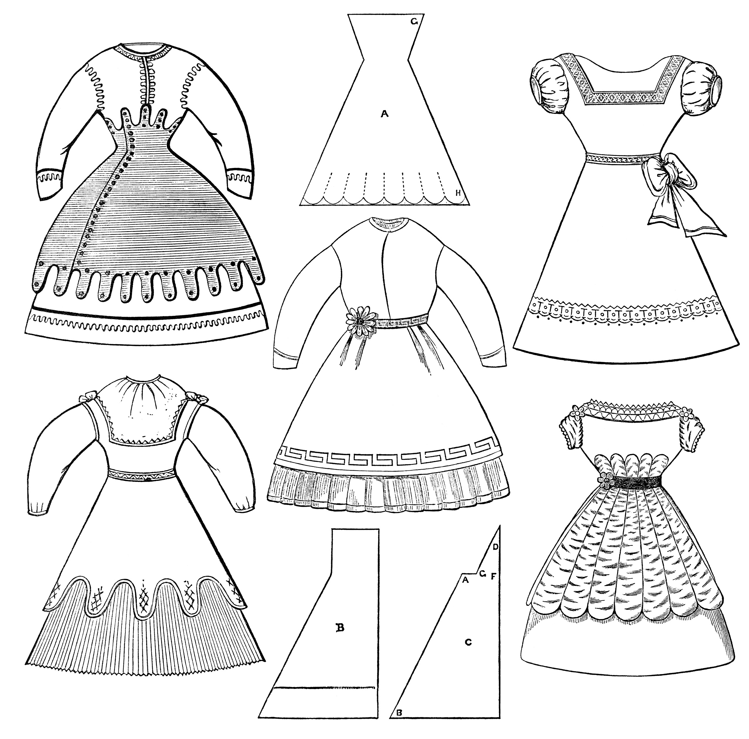 Fashioned Clothes Vintage Clothing Clipart Black And White Clip Art