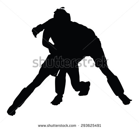 Two Fighters In Ring Vector Silhouette Illustration Fight Fighter Muay