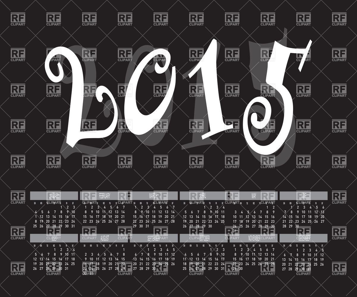 2015 Year Calendar   Black And White 37790 Download Royalty Free