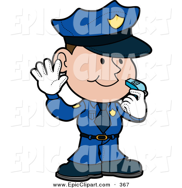 Clip Art Of A Friendly Male Caucasian Police Officer In A Blue Uniform