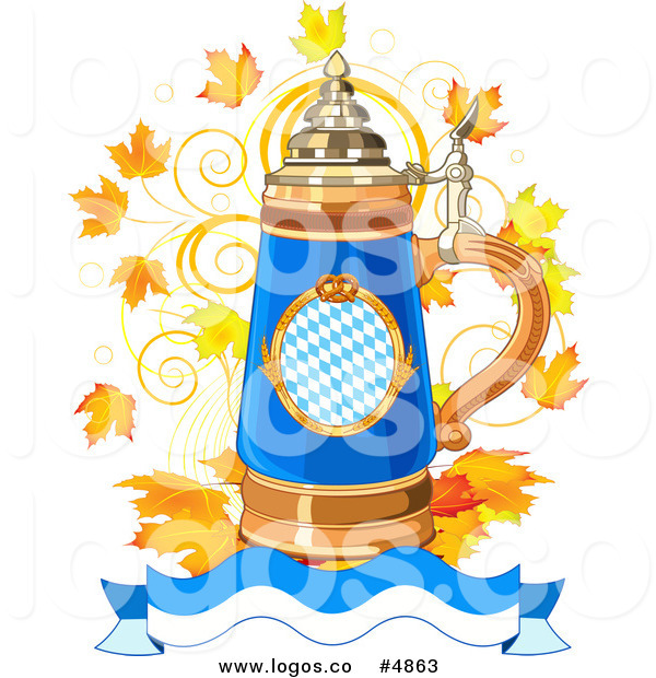 Free Vector Of An Oktoberfest Beer Stein Banner And Autumn Leaves Logo
