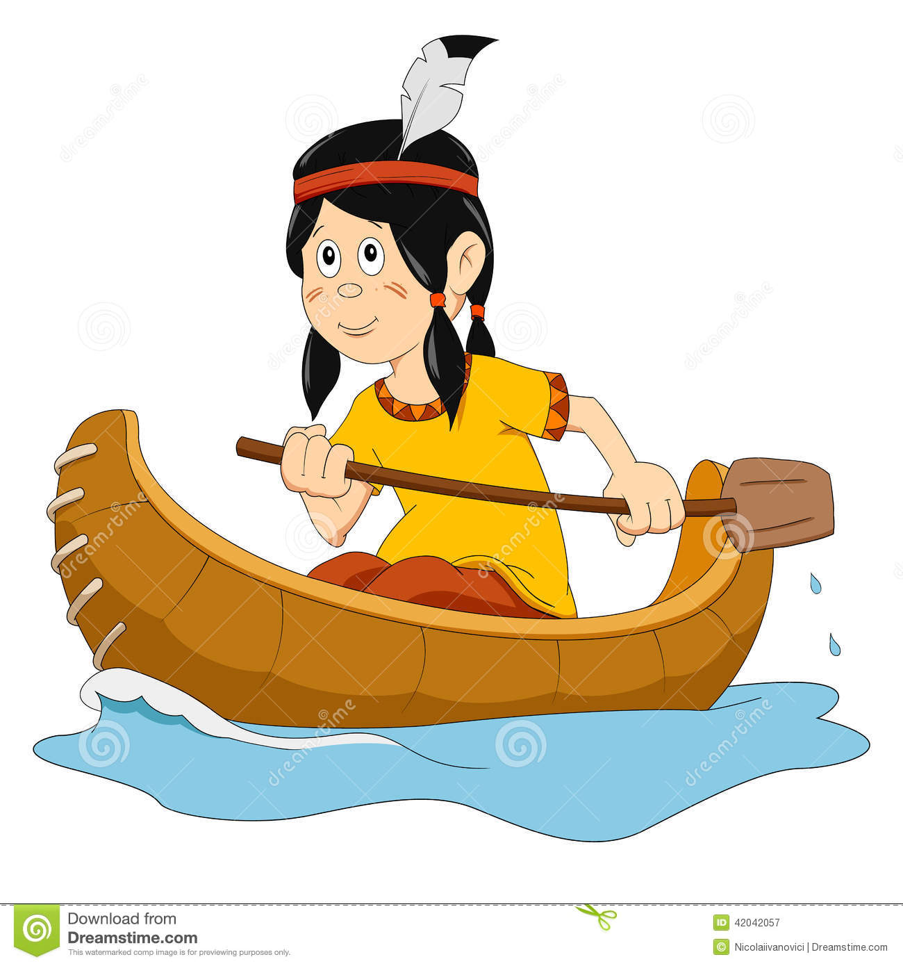 Indian In The Boat Stock Vector   Image  42042057