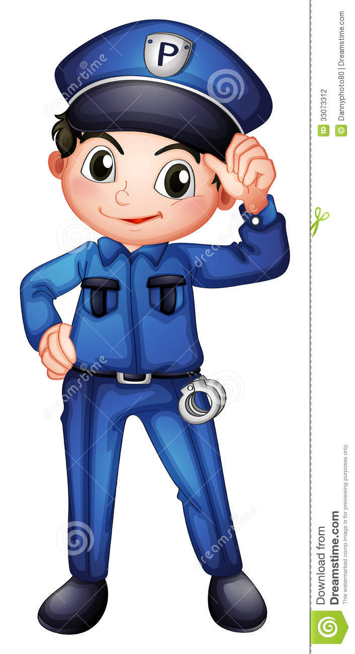 Of A Policeman With A Complete Uniform On A White Background