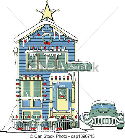 Of House With Christmas Lights Clip Art Csp1396713   Search Clip