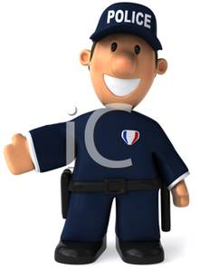 Police Officer In Uniform Gesturing   Royalty Free Clipart Picture