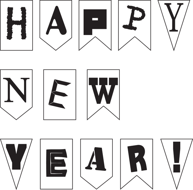 Printable Happy New Year Clipart Black And White Images   Happy