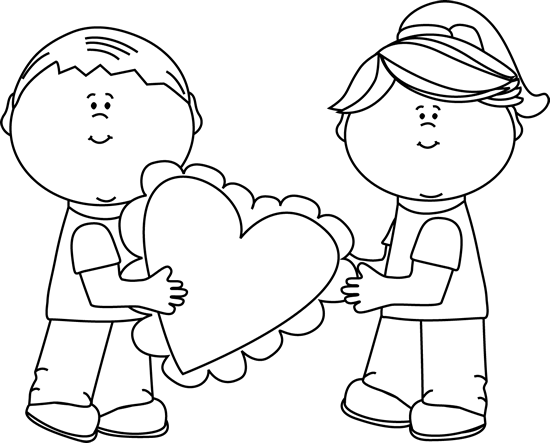 Valentines Day Clip Art Black And White For Kids