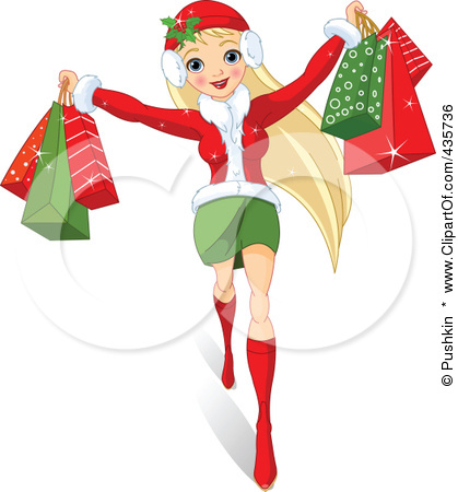 Women Christmas Shopping Clipart To Go Christmas Shopping
