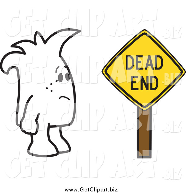 Clip Art Of A Squiggle Guy And A Dead End Sign By Toons4biz    50150