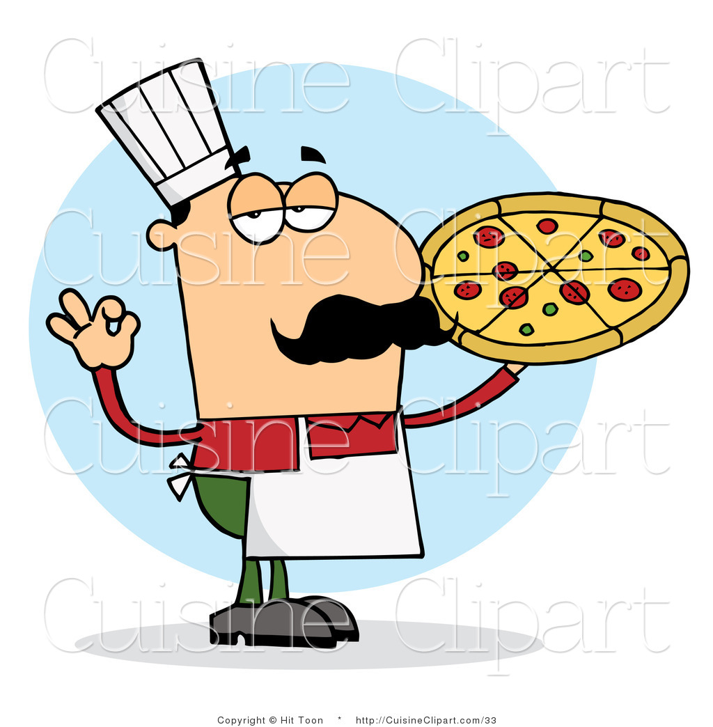 Cuisine Vector Clipart Of A Pleased Italian Pizza Chef Man With His