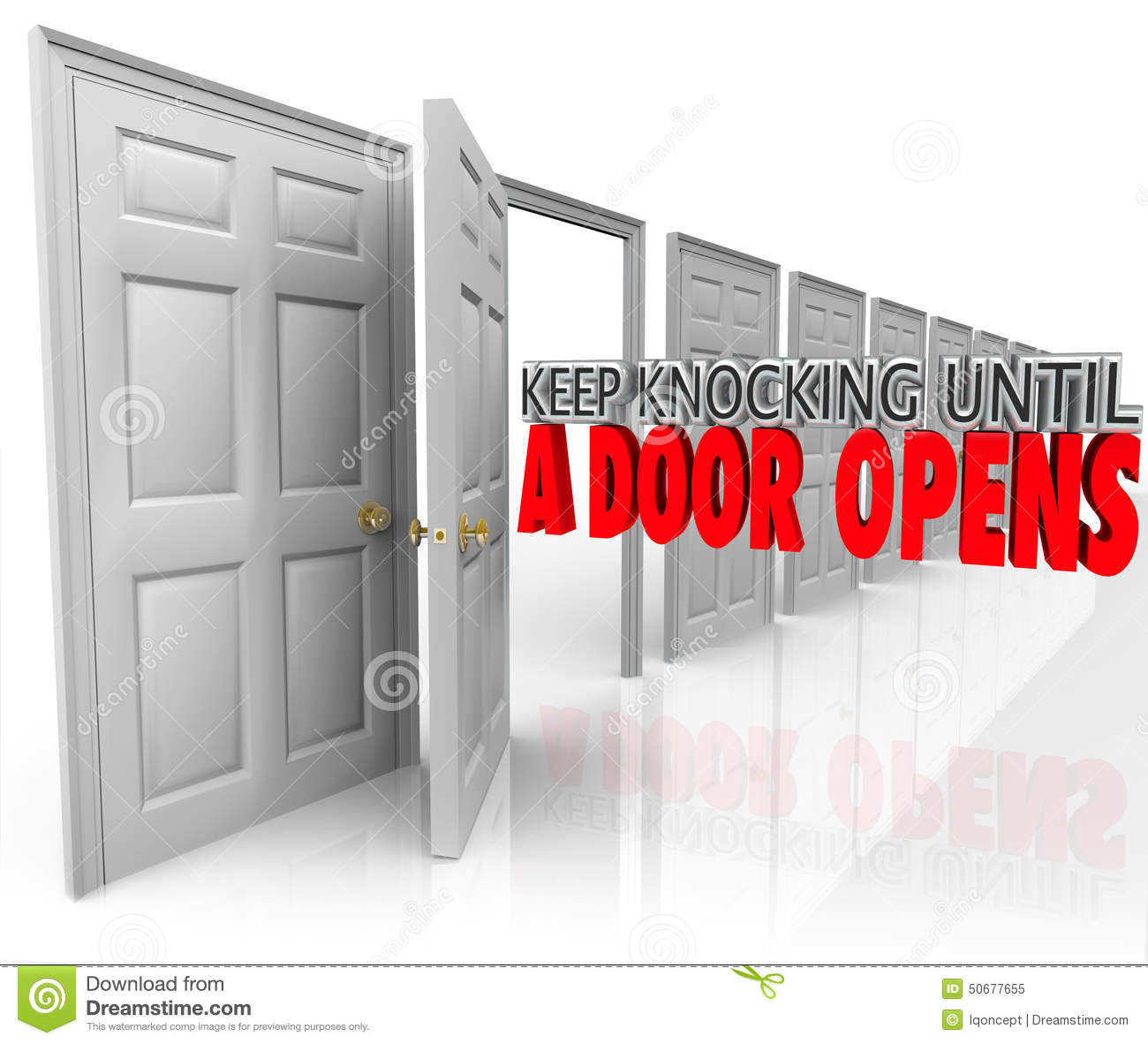 Keep Knocking Until A Door Opens Persistence Determination Dedic Stock