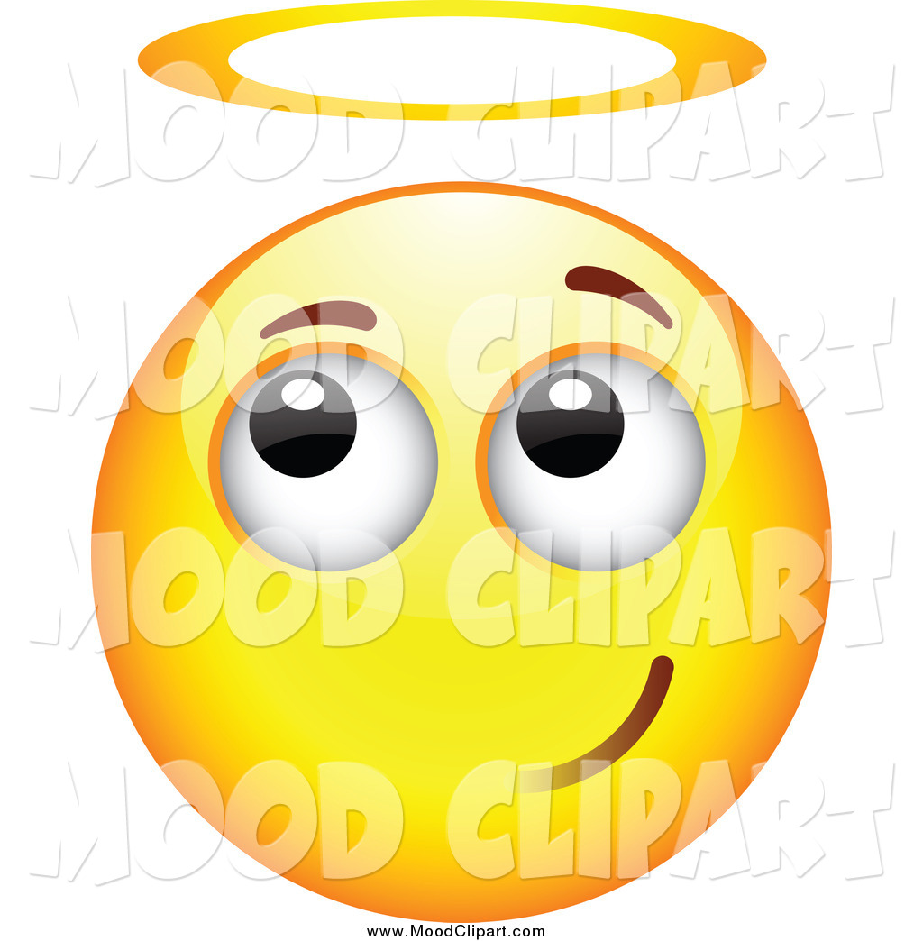 Mood Clip Art Of A Innocent Angel Smiley Emoticon Face With A Halo