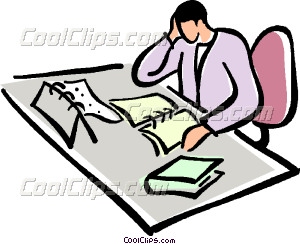 Office Clerk Working At His Vector Clip Art