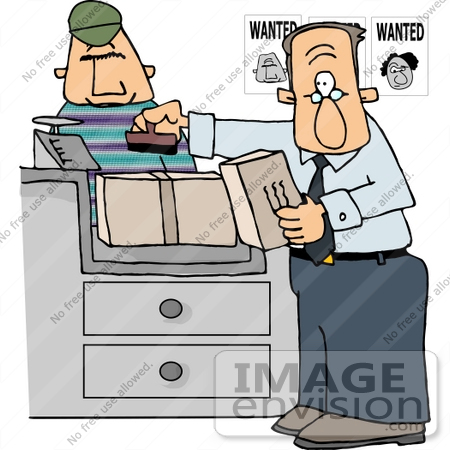 Postal Clerk Man Assisting A Wanted Criminal Clipart    14791 By Djart