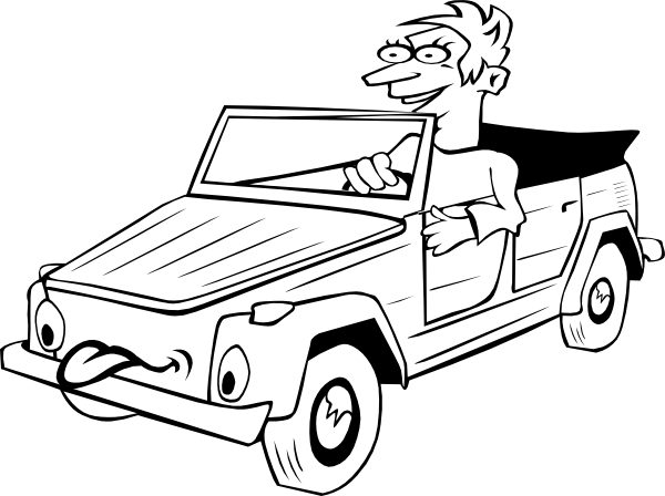 Boy Driving Car Cartoon Outline Clip Art At Clker Com   Vector Clip