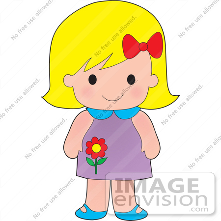 Clip Art Graphic Of A Blond Haired Poppy Character Girl With A Red Bow
